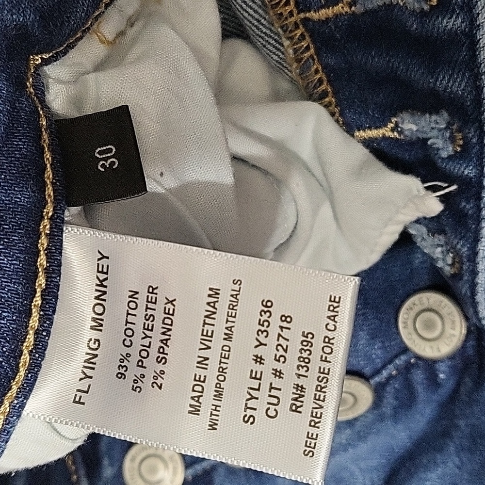 Flying Monkey High Rise Button-Fly Jeans - Blue - Picture 3 of 4
